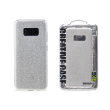 Samsung G955 Galaxy S8+, Szilikon tok, Remax (Csillámos), ezüst tok és táska