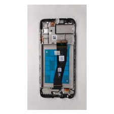 Samsung Galaxy A02s (EU) kompatibilis LCD modul kerettel, OEM jellegű, fekete mobiltelefon, tablet alkatrész