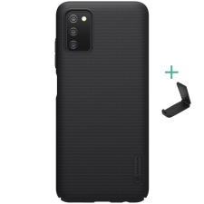 Samsung Galaxy A03s SM-A037F, Műanyag hátlap védőtok, stand, Nillkin Super Frosted, fekete tok és táska