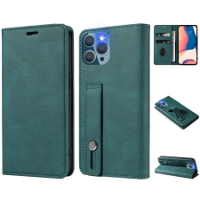 Samsung Galaxy A15 4G / A15 5G SM-A155F / A156B, Oldalra nyíló tok, stand, kártyatartóval, kézpánttal, Wooze Business Plus, zöld tok és táska