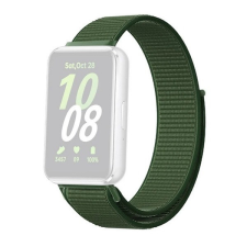 Samsung Galaxy Fit3 SM-R390, textíl pótszíj, nylon, tépőzáras, állítható, légáteresztő, sötétzöld okosóra kellék