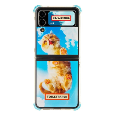 Samsung Galaxy Flip4 Toiletpaper macska mintás gyári tok, kék (GP-FPF721HICLY) tok és táska