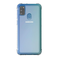 Samsung Galaxy M21 SM-M215F, Szilikon tok, közepesen ütésálló, légpárnás sarok, átlátszó, gyári tok és táska