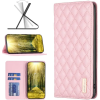  Samsung Galaxy M54 5G SM-M546B, Oldalra nyíló tok, stand, kártyatartóval, 3D rombusz minta, Wooze Pillow, rózsaszín