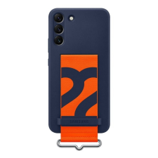 Samsung Galaxy S22 Plus 5G (SM-S906) szilikon telefonvédő (matt, beépített szíj) sötétkék tok és táska