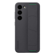 Samsung Galaxy S23 Plus SM-S916, Szilikon tok, matt, beépített szíj, fekete, gyári tok és táska