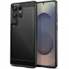  Samsung Galaxy S25 Ultra 5G szilikon tok, hátlaptok, telefon tok, karbon mintás, fekete, Simple Carb