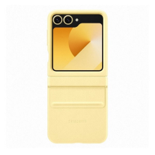 Samsung Galaxy Z Flip6 SM-F741B, Műanyag hátlap védőtok, ökobőr hátlap, Flap Eco-Leather Case, sárga, gyári tok és táska