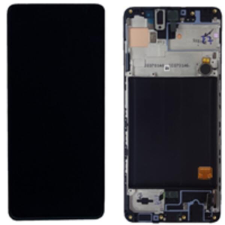 Samsung GH82-21680A Gyári Samsung Galaxy A51 OLED kijelző érintővel Fekete kerettel előlap mobiltelefon, tablet alkatrész