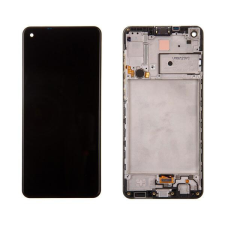 Samsung GH82-23089A Gyári Samsung Galaxy A21s LCD kijelző érintővel fekete kerettel, előlap mobiltelefon, tablet alkatrész