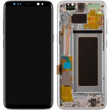 Samsung GH97-20473B Gyári Samsung Galaxy S8 OLED kijelző érintővel ezüst kerettel előlap mobiltelefon, tablet alkatrész