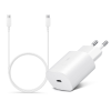 Samsung gyári hálózati töltő adapter Type-C bemenettel + 1 m-es Type-C - Type-C kábel - 25W - EP-TA800EWE + EP-DA705BWE - fehér (ECO csomagolás) (SAM-0953)
