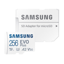 Samsung memóriakártya transflash 256gb (microsdxc evoplus blue - class 10, uhs-1) + sd adapter memóriakártya
