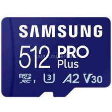 Samsung MicroSD kártya - 512GB MB-MD512SB/WW (PRO PLUS, UHS-I, R180/W130, adapter, 512GB) (MB-MD512SB/WW) memóriakártya