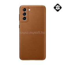 Samsung műanyag telefonvédő (valódi bőr hátlap) BARNA (EF-VG996LAEG) tok és táska