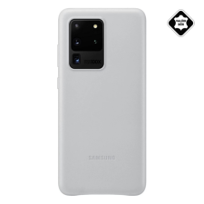 Samsung műanyag telefonvédő (valódi bőr hátlap) VILÁGOSSZÜRKE tok és táska