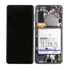 Samsung Samsung G991 Galaxy S21 5G gyári LCD+érintőpanel szürke kerettel, akkumulátorral mobiltelefon, tablet alkatrész