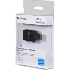SANDBERG 133-33 1 USB -> 2 Jack 3,5mm konverter fekete kábel és adapter