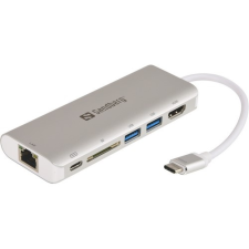 SANDBERG USB-C HDMI+LAN+SD+USB, 61W dokkoló állomás laptop kellék
