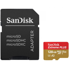 Sandisk 128GB microSDXC Sandisk Extreme Plus V30 U3 A2 + adapter (214501 / SDSQXBD-128G-GN6MA) (SDSQXBD-128G-GN6MA) - Memóriakártya memóriakártya