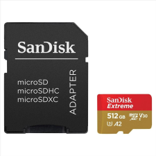 Sandisk 512GB microSDXC Class 10 U3 V30 A2 Extreme + adapterrel memóriakártya