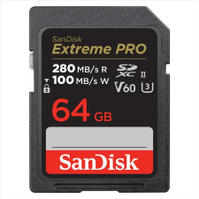 Sandisk 64GB Sandisk Extreme PRO SDXC V60 UHS-II SD cards, 280/100 MB/s,V60,C10,UHS-II (SDSDXEP-064G-GN4IN / 215491) (SDSDXEP-064G-GN4IN / 215491) memóriakártya