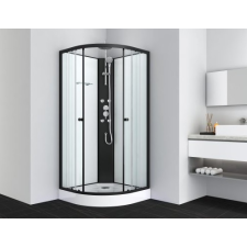  Sanotechnik RELOAD hidromasszázs 90x90x225cm íves zuhanykabin, fekete (PS16B) kád, zuhanykabin