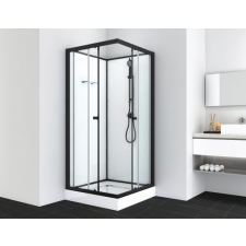  Sanotechnik UNI 1 komplett 80x80x203cm szögletes zuhanykabin, fekete (PS14B) kád, zuhanykabin