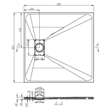 Sanotechnik ZUHANYTÁLCA SMC 90X90X2,6CM SZÖGLETES VÁGHATÓ FEHÉR kád, zuhanykabin