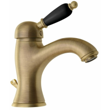 Sapho KIRKÉ mosdócsaptelep, automata leeresztővel, fekete kerámia karral, bronz (KI02NB) csaptelep