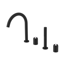 Sapho ULTRAMIX kádperemre építhető csaptelep test, kifolyócsővel és kézizuhannyal, matt fekete csaptelep