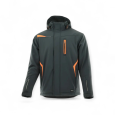 Sara Comfort Winter bélelt softshell hosszú kabát s.szürke - narancs