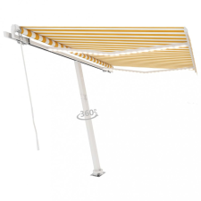  Sárga és fehér kézzel kihúzható LED-es napellenző 350 x 250 cm kerti bútor