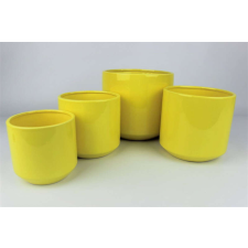Sárga kerek kerámia virágcserép 13cm kerti tárolás
