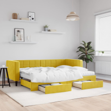 sárga kihúzható bársony heverő fiókkal 80 x 200 cm ágy és ágykellék