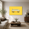  Sárga Volkswagen busz szörfdeszkával minimál vászonkép
