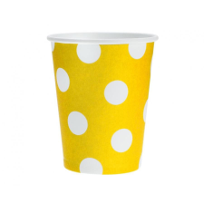 Sárga Yellow Polka Dots papír pohár 6 db-os 270 ml party kellék