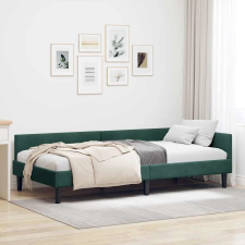 Sarok Ágykeret Sötétzöld 100 x 200 cm Bársony és Mérnökölt fa ágy és ágykellék