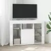  Sarok LED TV szekrény 100x40x68cm Magas fényű Fehér Szerelt Fa