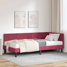  Sarokágy keret matracmal fejtámlával bordó 100 x 200 cm Bársony ágy és ágykellék