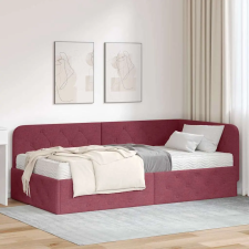  Sarokágy keret matracmal fejtámlával Bordó 90 x 190 cm szövet ágy és ágykellék