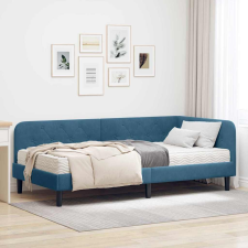  Sarokágy keret matracmal fejtámlával Kék 90 x 200 cm Bársony ágy és ágykellék