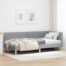  Sarokágy keret Világosszürke 90 x 200 cm Szövet és Mérnöki Fa ágy és ágykellék