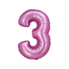 Satin Pink, Rózsaszín 3-as szám fólia lufi 76 cm party kellék