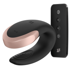 Satisfyer Luxury Double Love párvibrátor, távirányítóval (fekete) (APP-os) vibrátorok