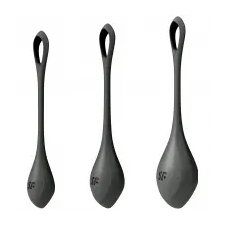 Satisfyer Yoni Power 2 - gésagolyó szett - fekete (3 részes) kéjgolyó