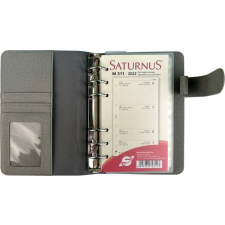SATURNUS Kalendárium, gyűrűs, betétlapokkal, "M", műbőr, SATURNUS, "229", szürke-sárgászöld mappa