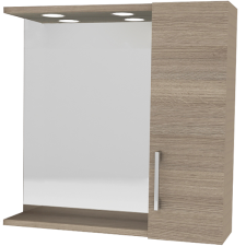 Savini RUBINO TÜKÖR OLDALSZEKRÉNNYEL BARNA 58X57X15,5CM JOBB LED fürdőszoba kiegészítő