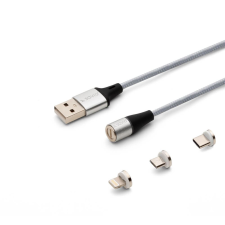 Savio 3az1-ben type-C,Micro USB,Lightning mágneses kábel 2m ezüst (CL-156) kábel és adapter