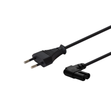 Savio CL-144 220V EURO 8 Hálózati tápkábel "L" 3.0m - Fekete kábel és adapter